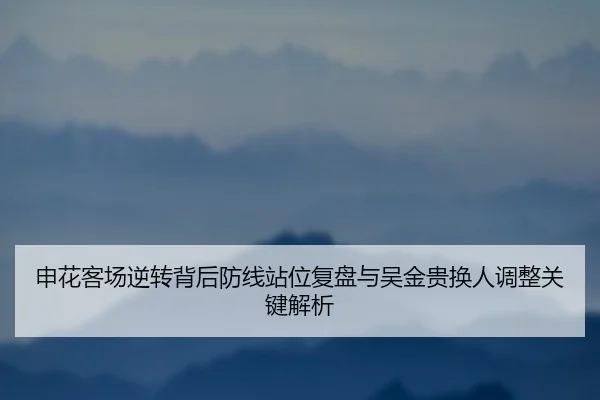 申花客场逆转背后防线站位复盘与吴金贵换人调整关键解析 - MKSPORTS